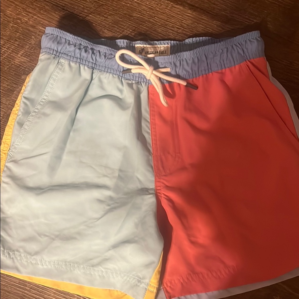 American Eagle Outfitters Blue and Orange Swim Trunks